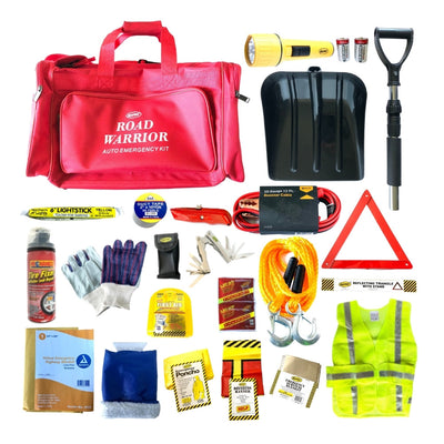 Mayday Standard Winter Car emergency kit with snow shovel, yellow reflective vest, emergency blanket, lightsicks, and more