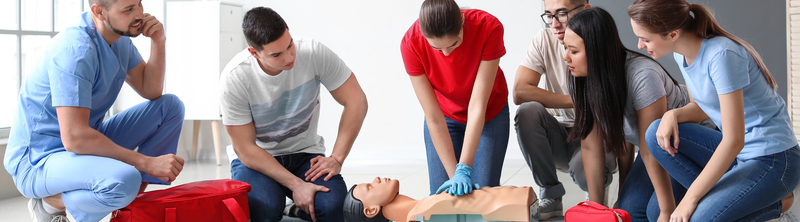 CPR Basics guide hero image showing hands-only CPR chest compressions being performed.