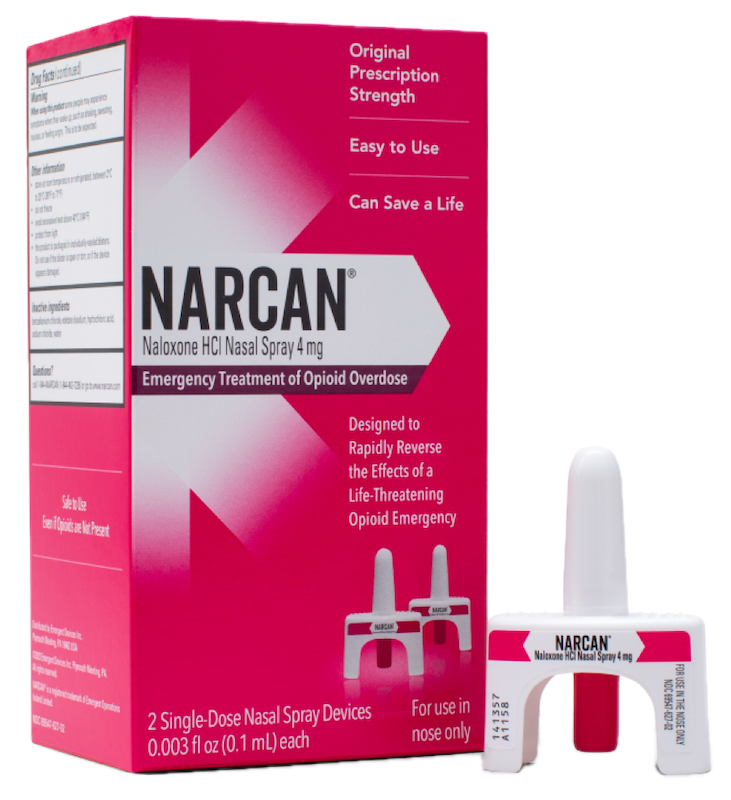 narcan in a red box with spray from safety kits plus