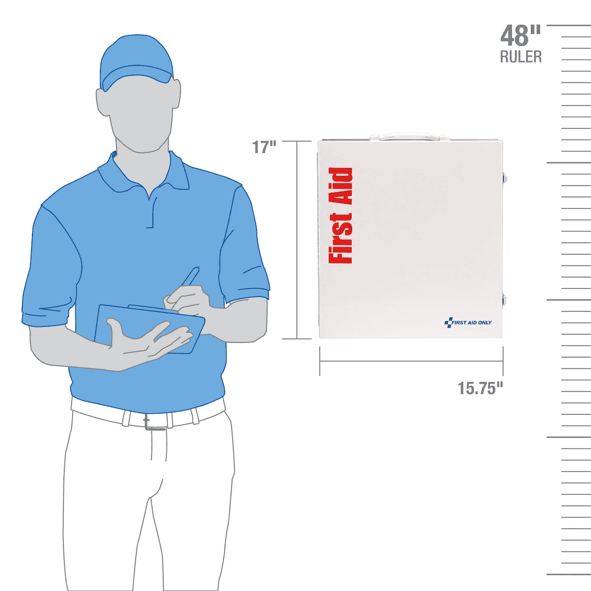  100 Person ANSI B+ 3 Shelf First Aid Cabinet dimensions