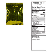 Freeze-dried peas pouch with nutrition facts