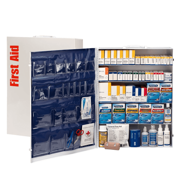  200 Person ANSI B+ 5 Shelf First Aid Metal Cabinet, wall-mount, fully stocked