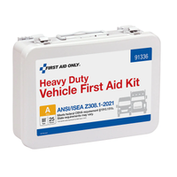 Heavy-duty vehicle first aid kit with First Aid Only branding on a white background