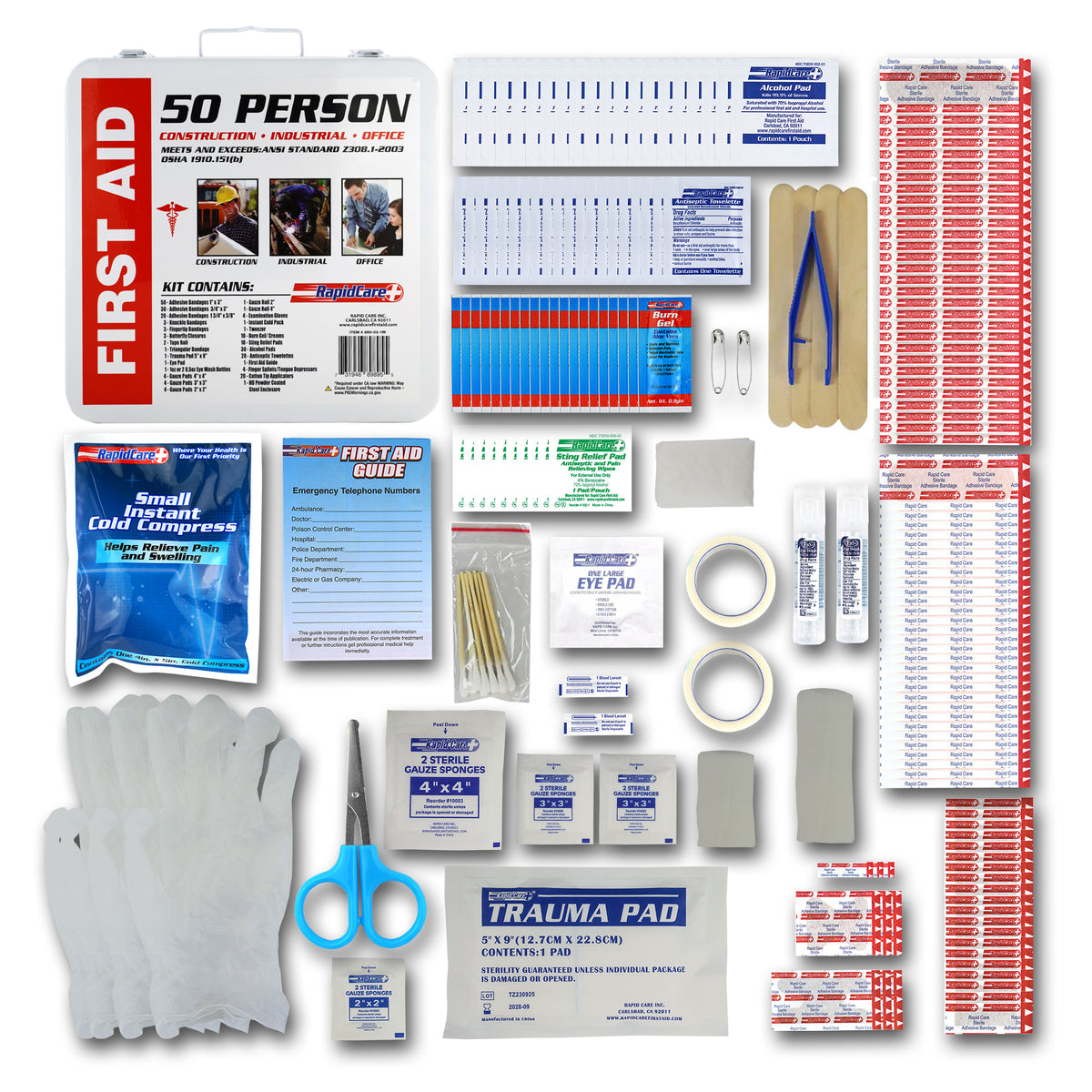 50 Person Metal First Aid Cabinet Contents