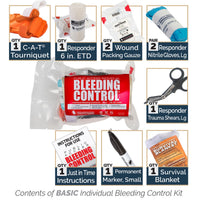 Public Access Bleeding Control Station 8-Pack individual kit contents