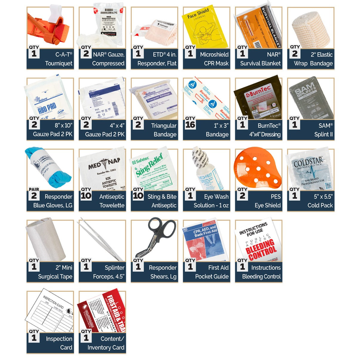 Logging First Aid & Trauma Kit Hard Case contents laid out