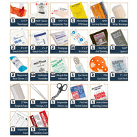 Logging First Aid & Trauma Kit Hard Case contents laid out