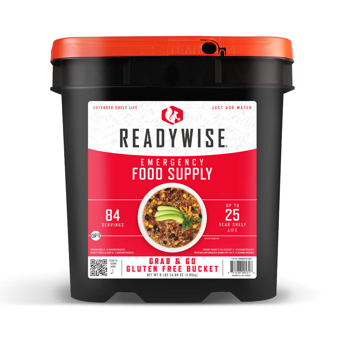 Gluten-Free 84 Serving Grab and Go Emergency Food Bucket