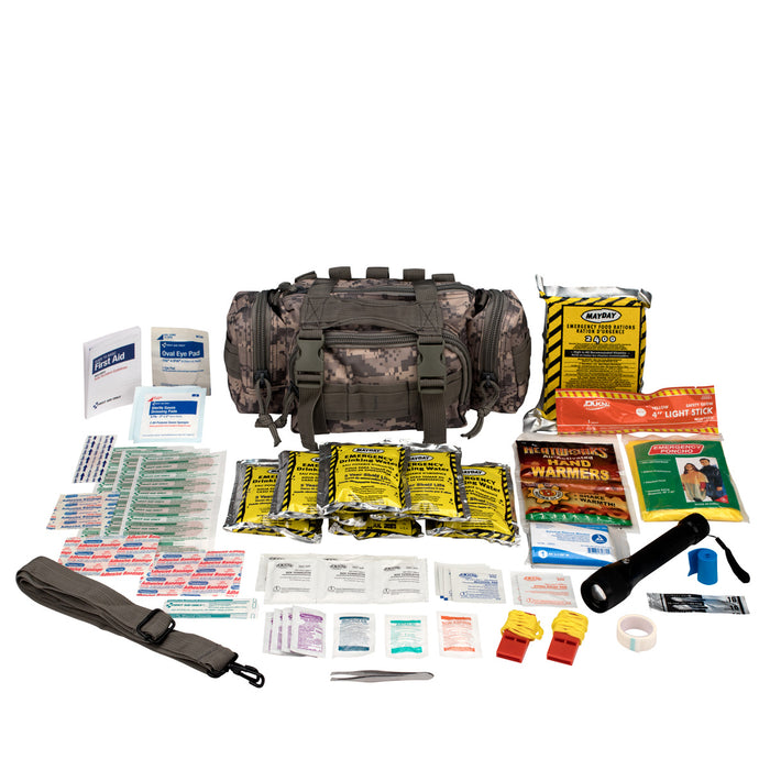 First Aid 3-Day Survival Kit with Emergency Food and Water, open showing contents