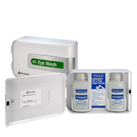 SmartCompliance Complete Eyewash Station, open showing bottles