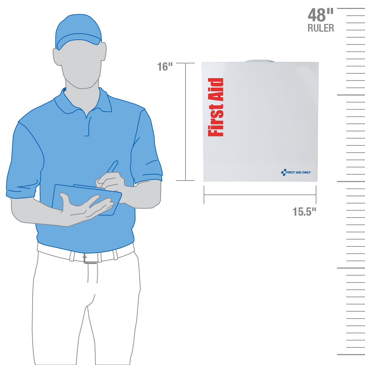 75 Person ANSI A 2 Shelf First Aid Cabinet, closed angle view
