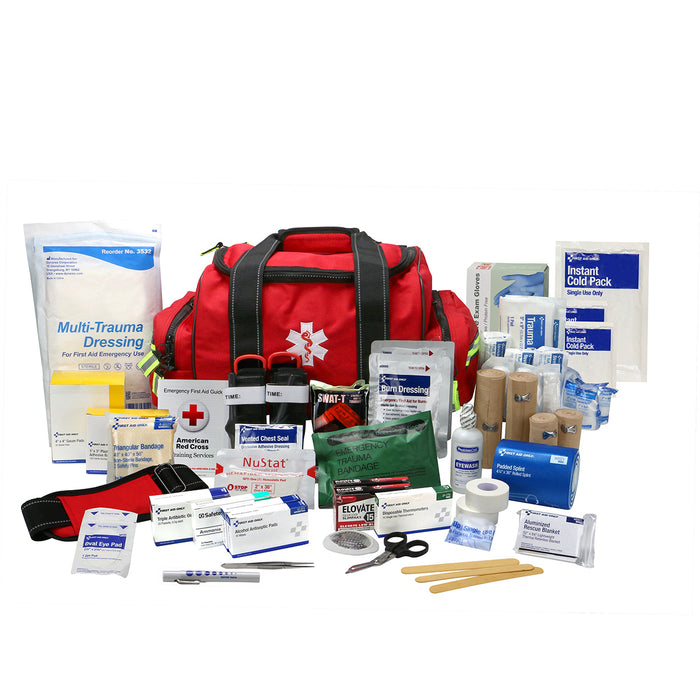 First Responder Bag Standard Plus Bleeding Control, open showing contents