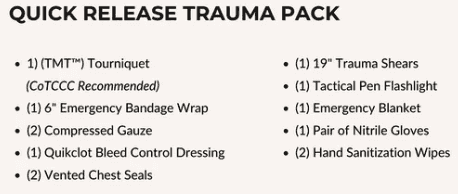 Roadie Plus Auto First Aid Kit Quick Trauma Pack Contents