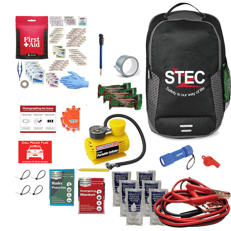 Car emergency kit with custom logo added