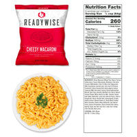 Cheesy Macaroni pouch with nutrition facts