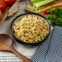 Creamy Pasta and Vegetables prepared, Prepper Pack bucket contents