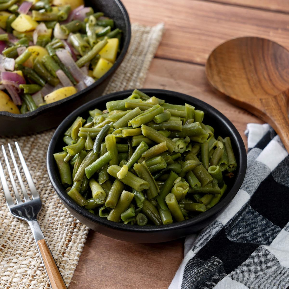 Freeze-dried green beans prepared