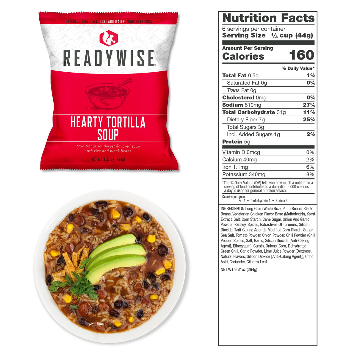Hearty Tortilla Soup pouch with nutrition facts