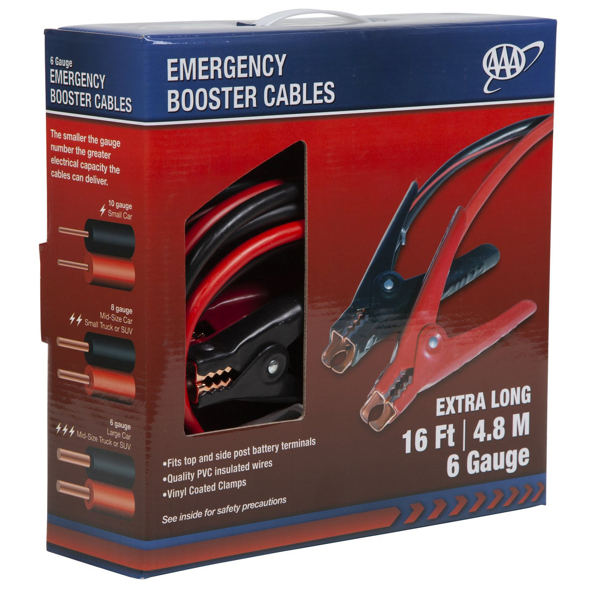 AAA 16-Foot 6-Gauge Jumper Cables – Heavy-Duty & Extra Reach – Safety ...