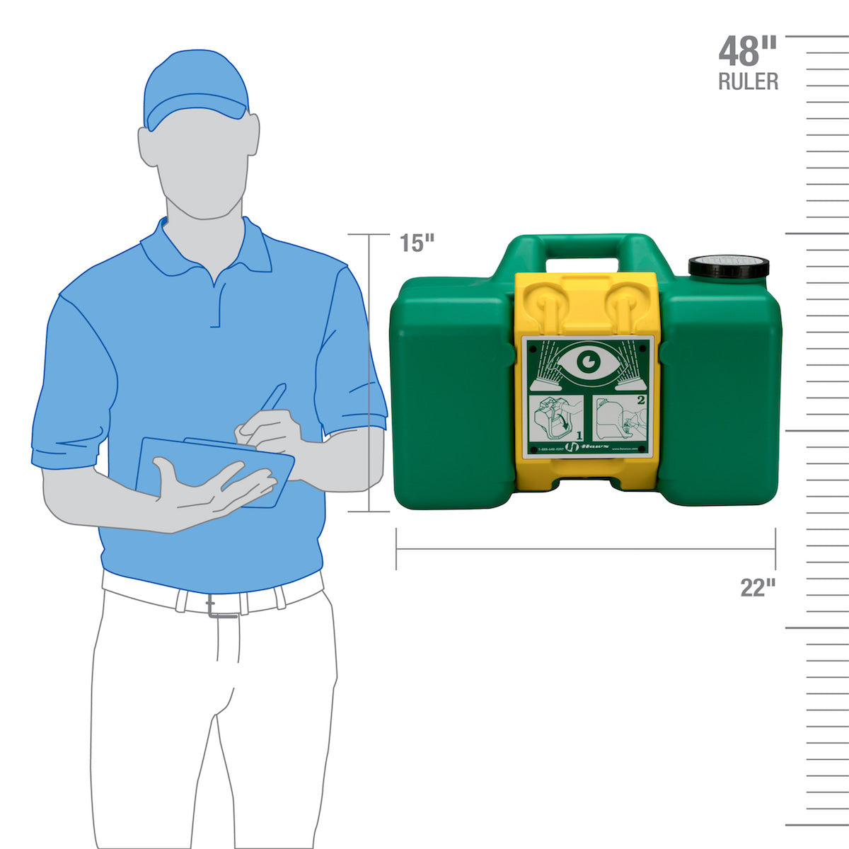 HAWS 15-Minute Eye Wash Station, side view