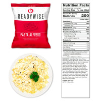 Pasta Alfredo pouch with nutrition facts