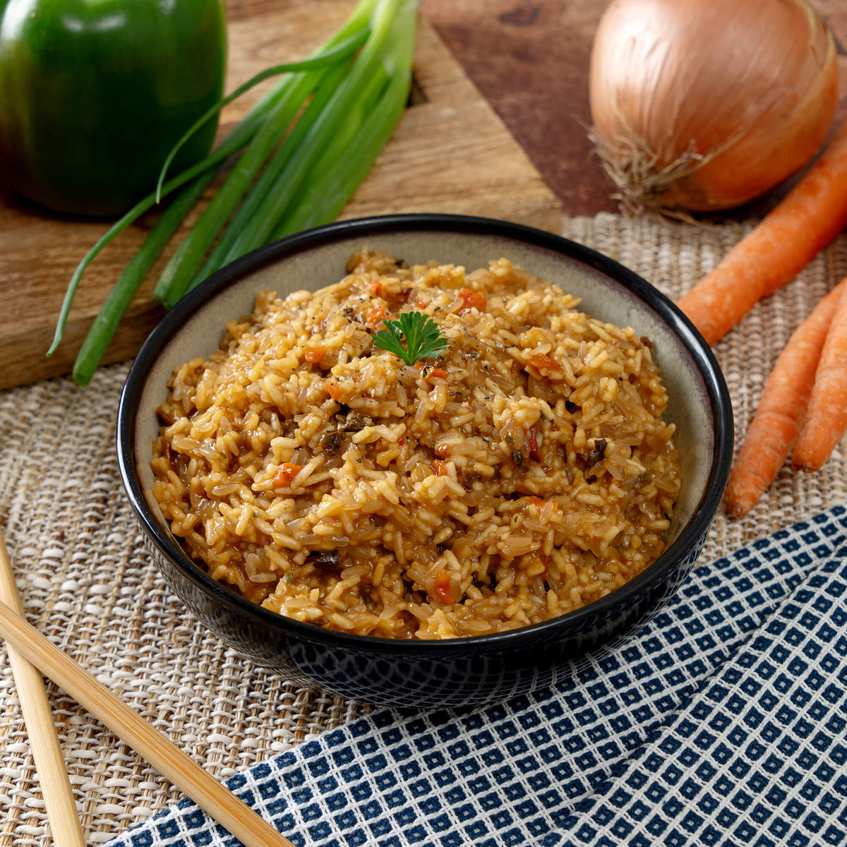 Teriyaki and Rice prepared, Gluten-Free bucket contents