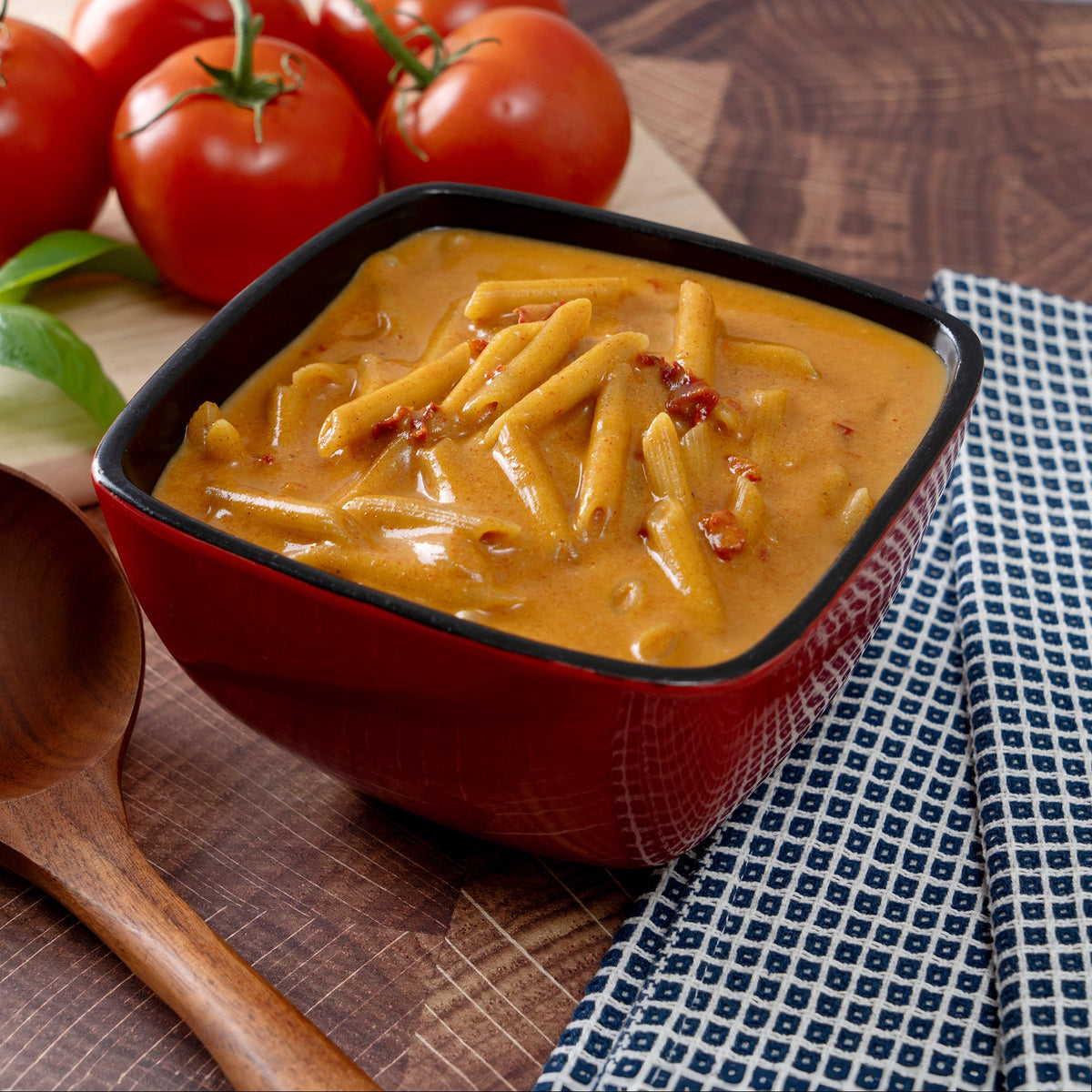 Tomato Basil Soup with Pasta prepared, Favorites Box contents
