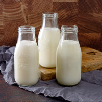 Whey milk alternative prepared in glass bottles