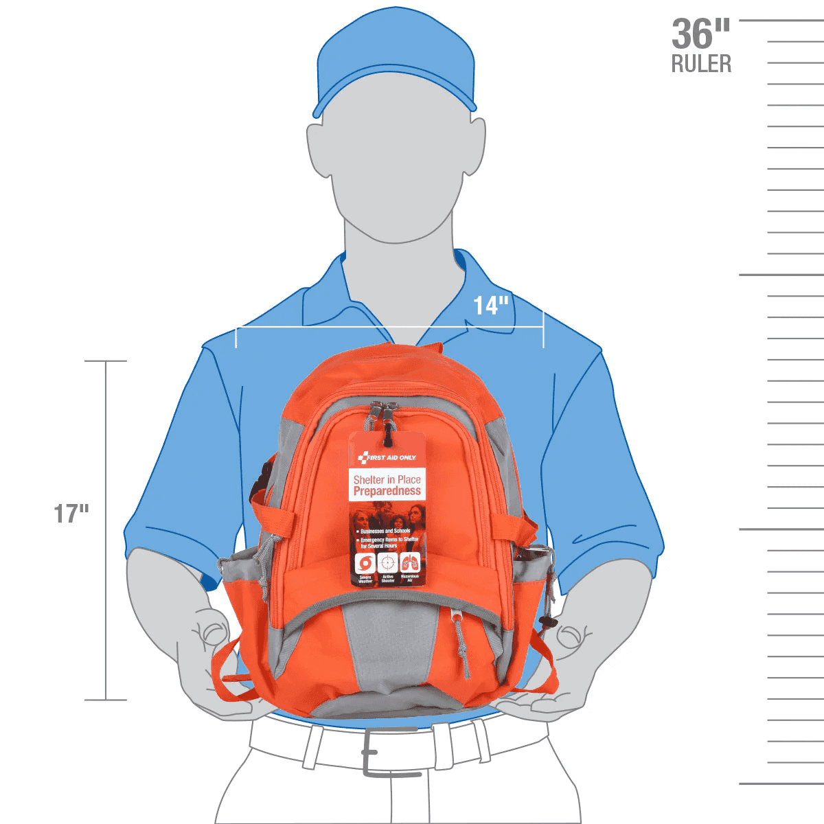 Classroom & Office Emergency Response Backpack dimensions