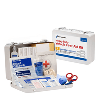 Heavy Duty Vehicle First aid kit with various supplies on a white background