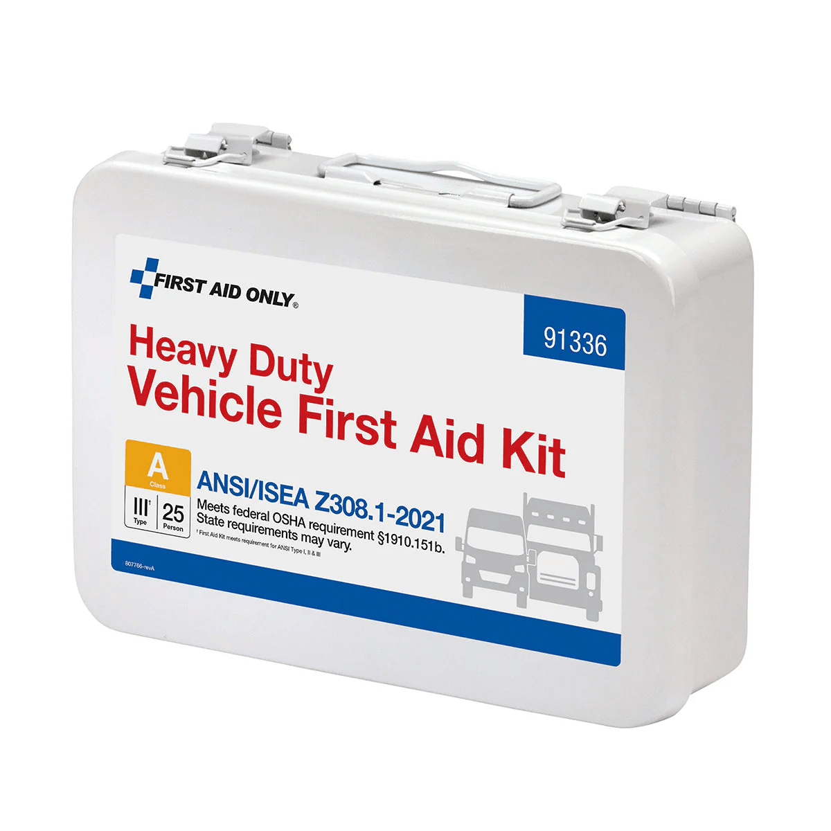 Heavy Duty Vehicle First Aid Kit on a white background facing right.