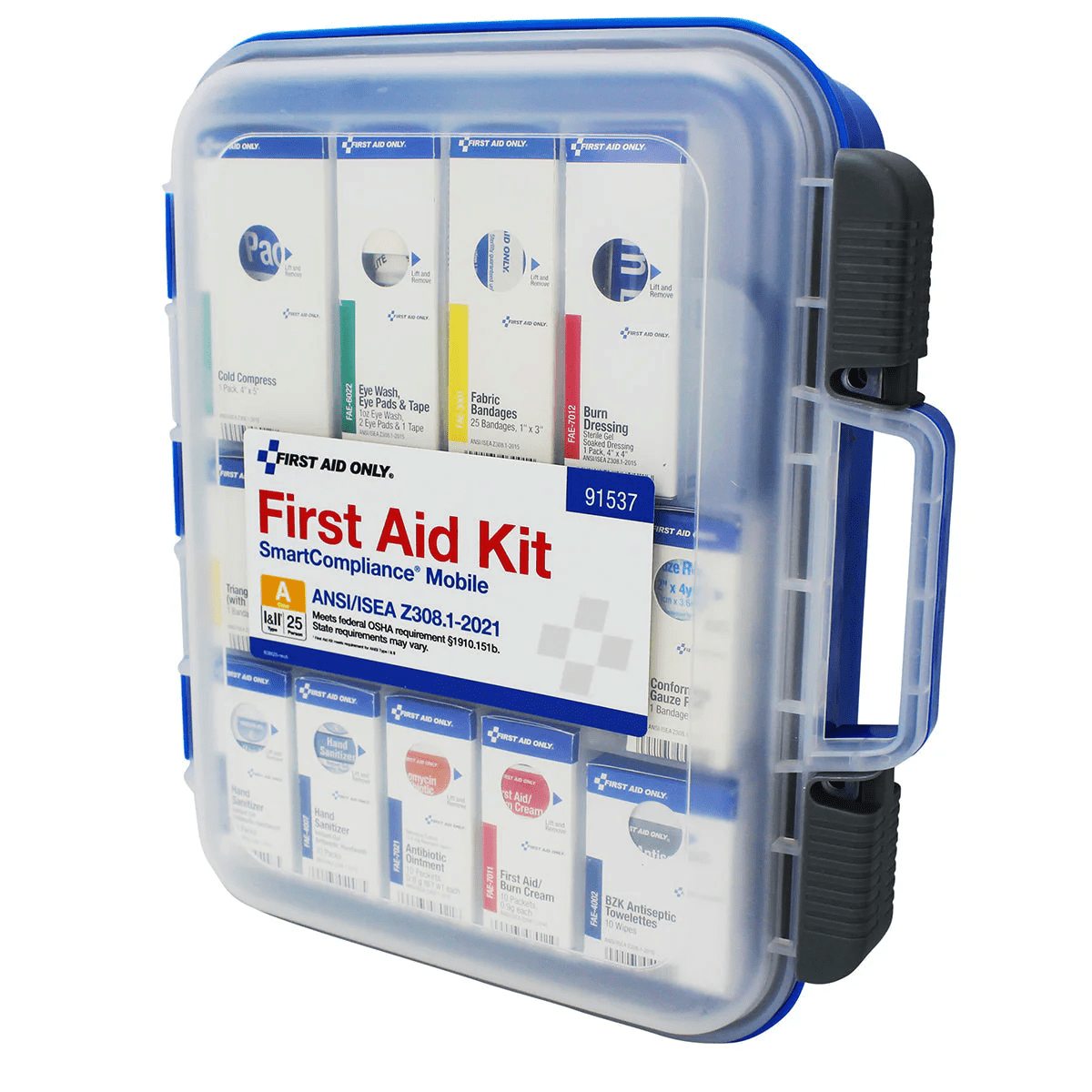 Mobile ANSI First Aid Kit Closed with clear case cover