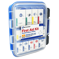 Mobile ANSI First Aid Kit Closed with supplies showing through clear case cover