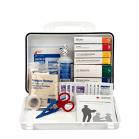 Heavy Duty Vehicle First aid kit with various supplies on a white background