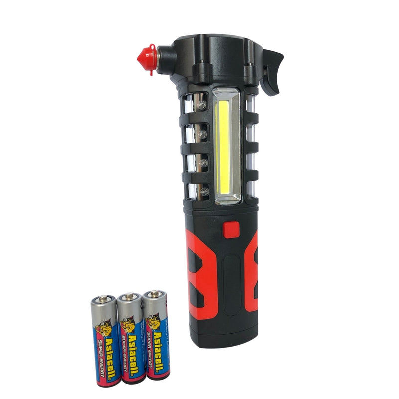 3 in 1 Emergency Hammer with LED Light + Seat Belt Cutter with 3 AAA batteries