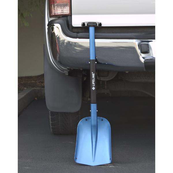 Aluminum Sport Utility Shovel - Blue by car