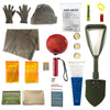 AAA Winter Car Emergency Kit contents include snow shovel, ice scraper, first aid kit, flashing light, hand warmers, warm clothing, whistle, emergency blanket, flashlight and more