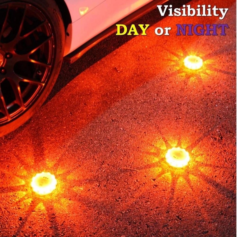 LED Road Flares 6 Pack in Use at Night