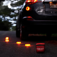 LED Road Flares 12 Pack In Use at Night