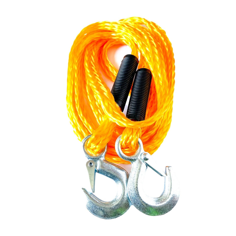 Bright orange braided tow rope for car emergencies